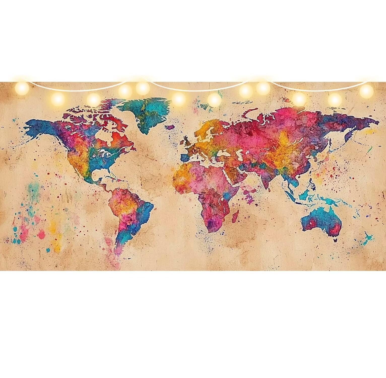 Diamond Painting Vintage Malen Nach Zahlen Erwachsene Weltkarte Diamant Painting Bilder Kinder, 5D DIY Crystal Arts Basteln Erwachsene Puzzle Bilder Kreativ Set, Home Deko Wohnzimmer 60 x 150 cm U127