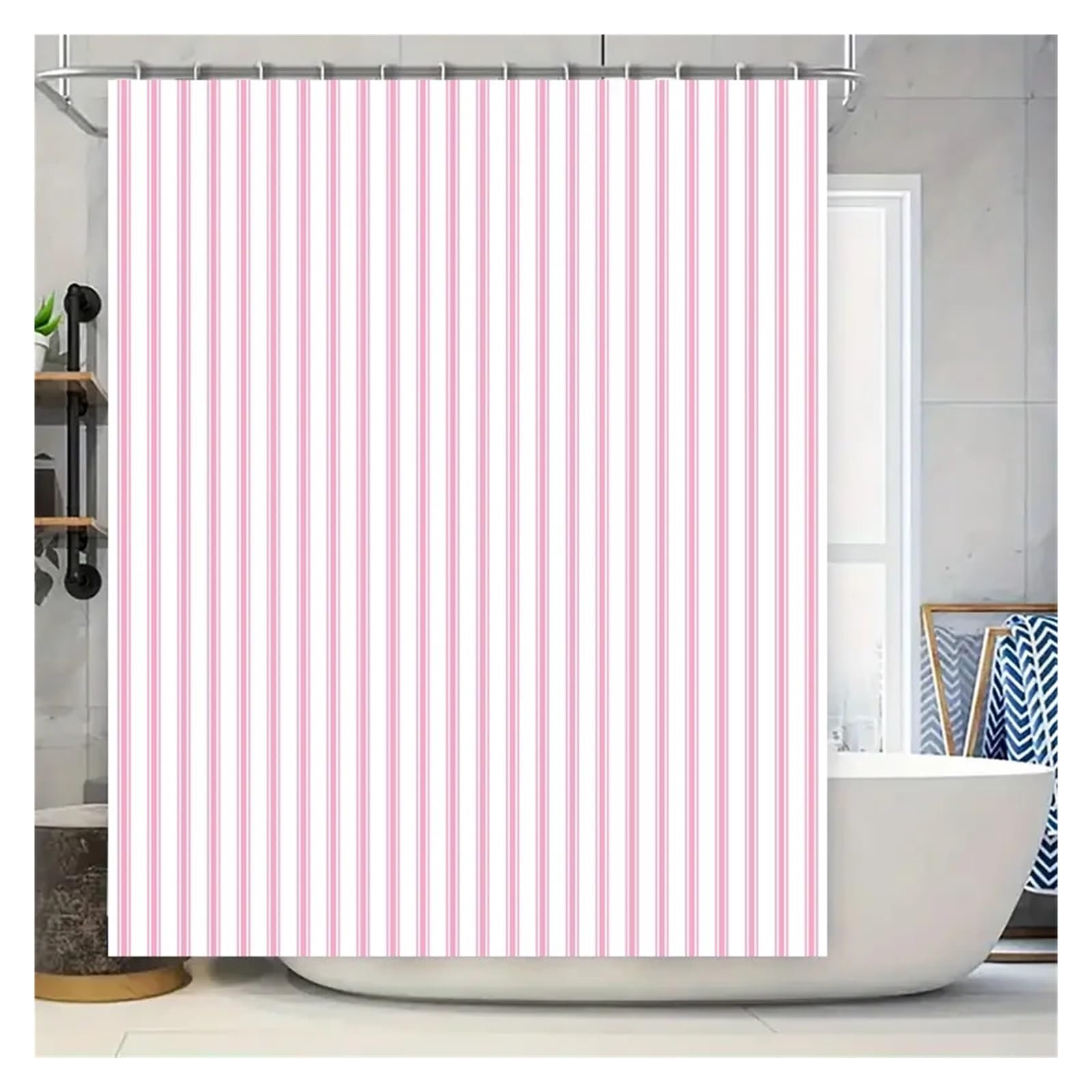 PIGENEQW Shower Liner Cloth Waterproof Vertical Stripes Shower Curtain Waterproof Bathroom Decor for Home Bathing(150x180cm)