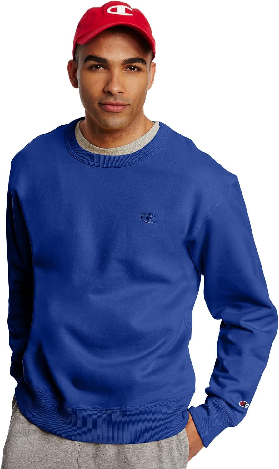 Champion Men's Men's Crewneck Fleece Sweatshirt, Standard Fit, Midweight, C Logo, Available in Regular and Big & Tall