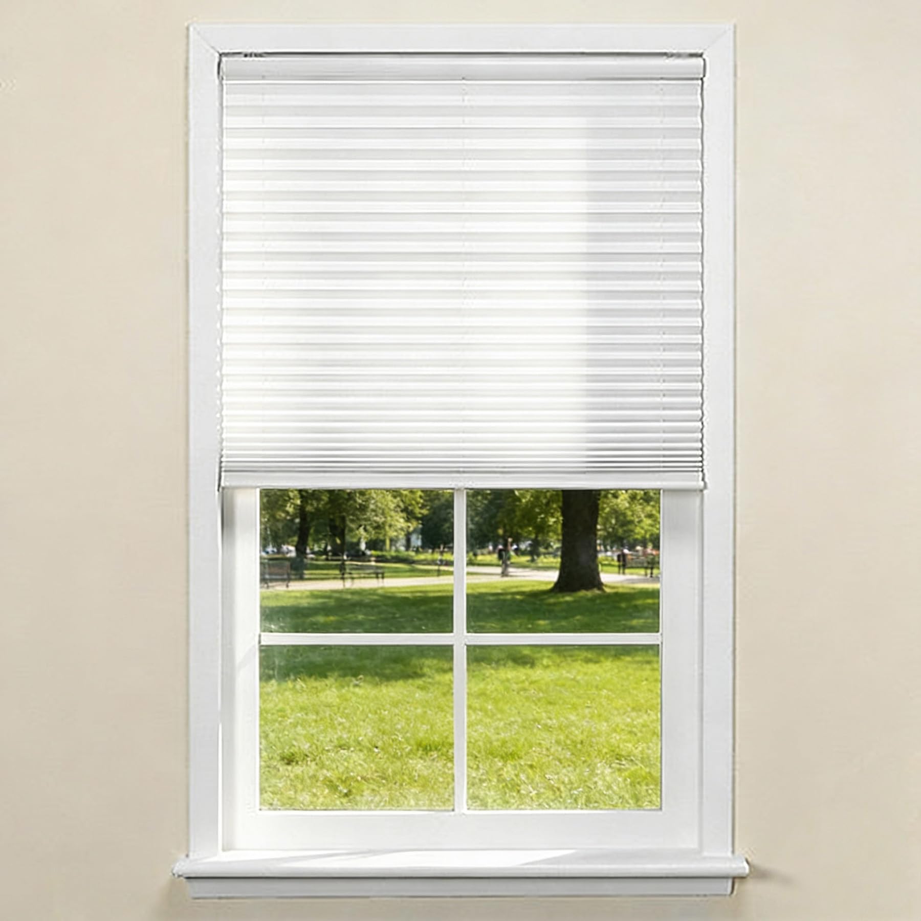 Store Plissé 50 x 150 cm Contre Le Soleil, Réglable Haut Bas, Protection de Privée, Ouverture à Double Sens Stores Temporaires pour Cuisine, Chambre, Coucher, Salon, Blanc
