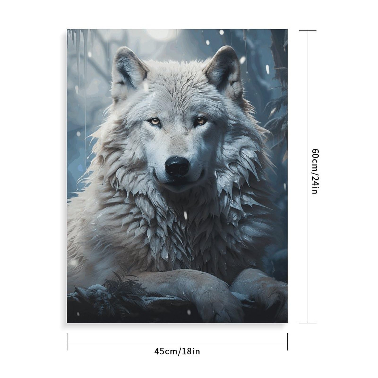TKJMCSW Malen nach Zahlen, Motiv: Wolf im Schnee, Malen-nach-Zahlen-Set für Erwachsene, Anfänger, Erwachsene, Malen-nach-Zahlen-Set auf Leinwand, DIY-Acryl-Ölfarben, Gemälde mit Pinseln als Geschenk