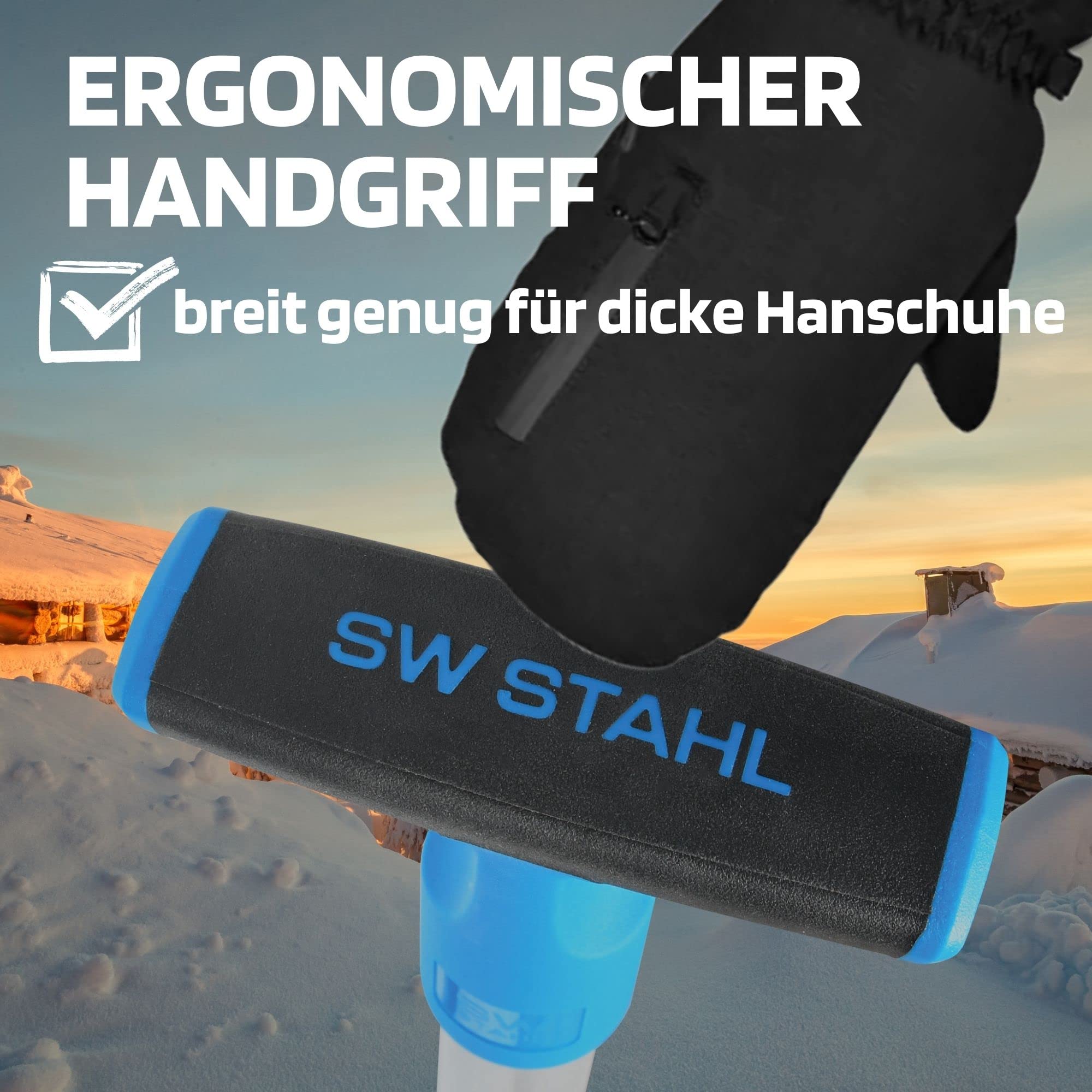 SW-Stahl 98150L Pala da Neve Pieghevole per Auto, Alluminio, 98 cm | Pala da sopravvivenza salvaspazio con lama larga 25 cm, impugnatura a T ergonomica e pratica custodia per il trasporto