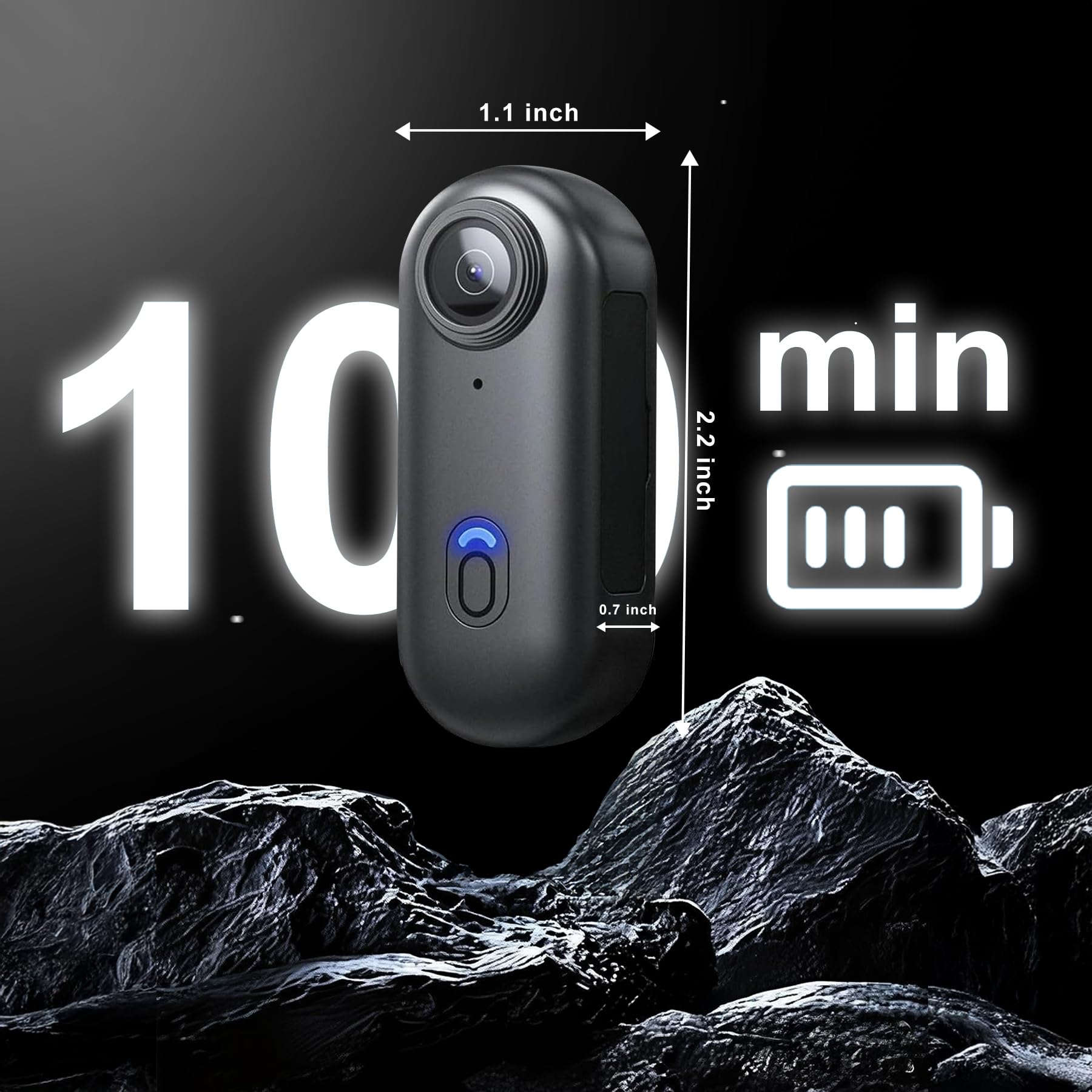 4K Thumb Action Camera | 128G Sports Camera for POV Photoshooting: Waterproof Sports Camera The Size of a Thumb Suitable for Running Cycling Swimming Hiking Adventure Etc (Black)