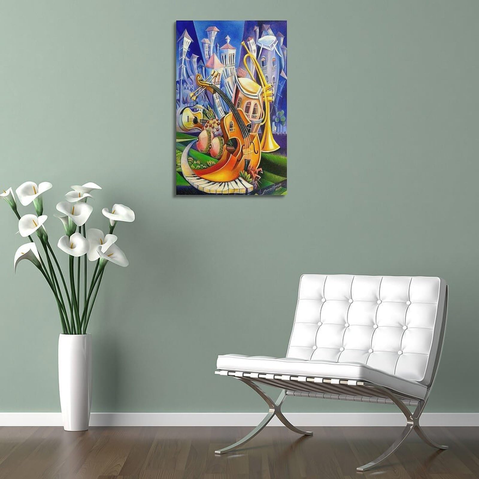 Poster per festival musicali, decorazione per bambini, poster astratto con strumenti musicali, poster decorativo da parete su tela e stampa artistica moderna per camera da letto, poster decorativo per