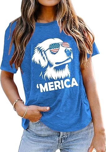 Golden Retriever 4th of July Womens Shirts for Dog Mom Fourth of July Outfits