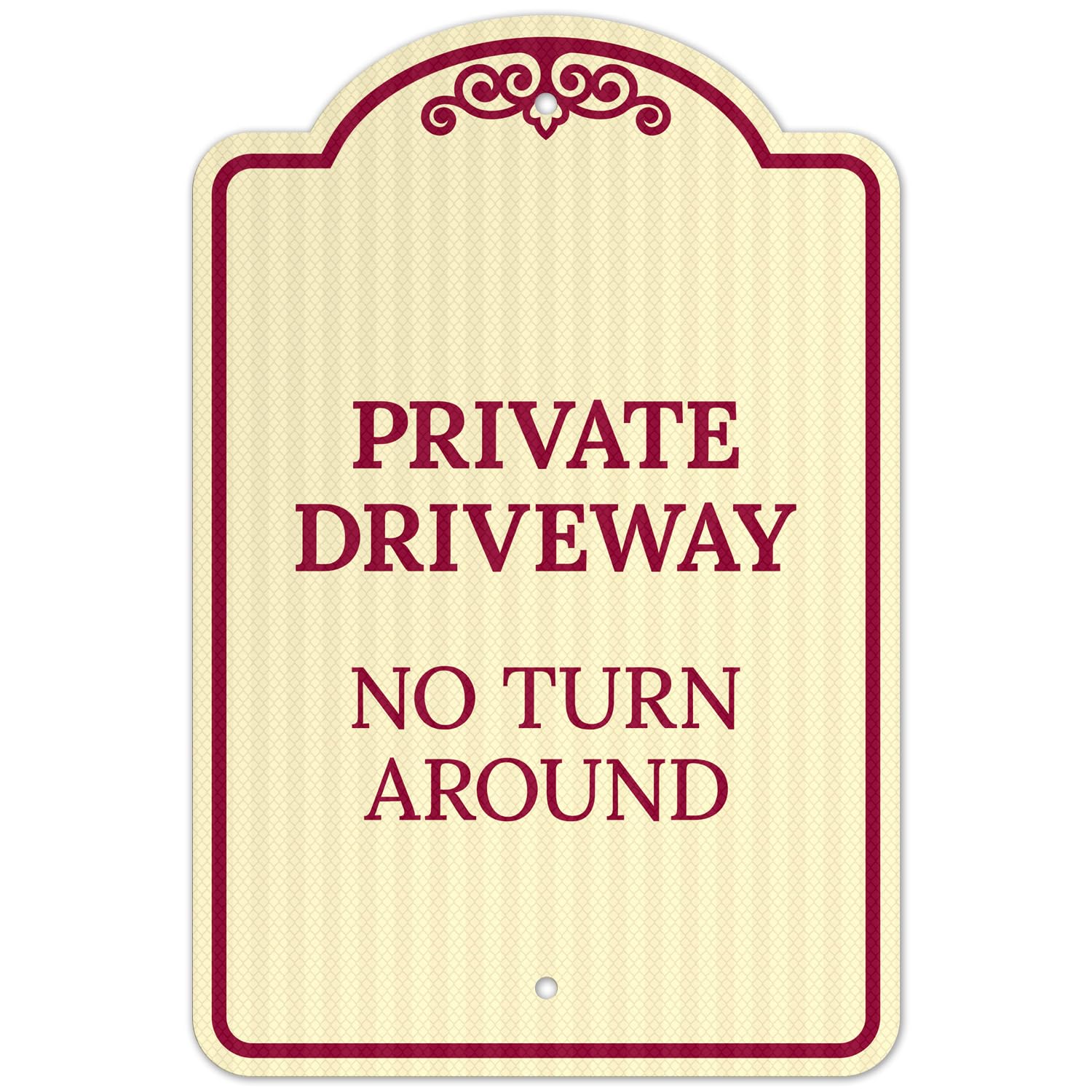 Private Driveway No Turn Around Décor Sign, (SI-73330) Burgundy Light, 12x18 Inches, ACM, Fade Resistant, Made in USA