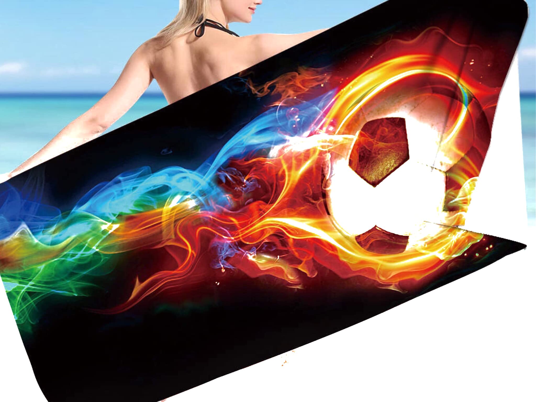 MyBestFire Soccer Ball Large Beach Towel with Soft and Quick Dry .(31.5”X 63”).