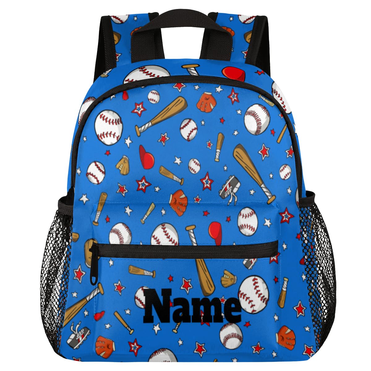 Sports Baseball Custom Name Kids Backpacks for Boys Girls 12 In, Personalized Customized Waterproof Mini Toddle Travel Backpack with Chest Buckle,