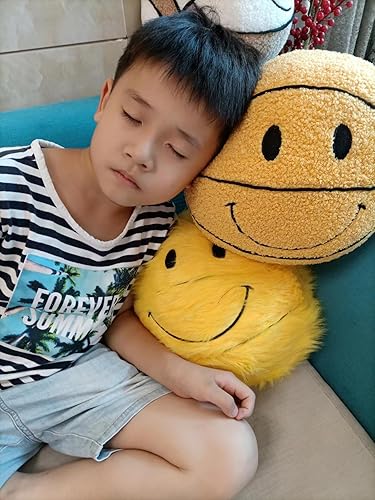 Miniatura 4 de Almohada de felpa de 11 pulgadas con la cara simple de la sonrisa de baloncesto como la sonrisa, regalo para el hogar, expresión divertida,