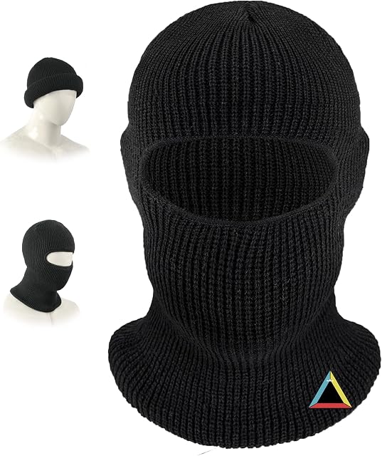 Drive Pro Black Wool Balaclava Face Mask Soft Breathable Multipurpose Windproof Balaclava Wooly Hat for Men Ski Mask Black Ski Mask Balaclava Motorbike Hiking Snoods for Men Motorcycle Balaclava.
