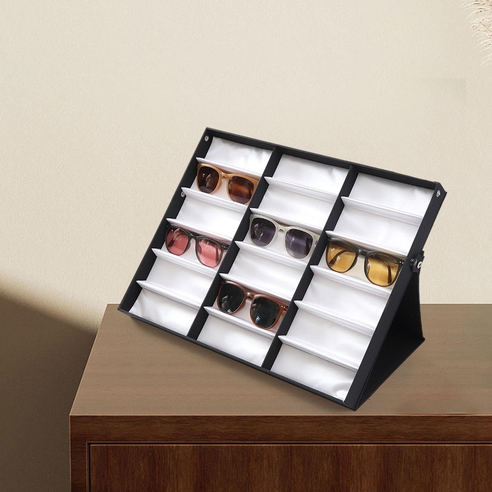 Harilla Bandeja de exhibición de gafas, organizador de gafas de sol, estuche de almacenamiento para gafas, organizador de joyas para vitrina