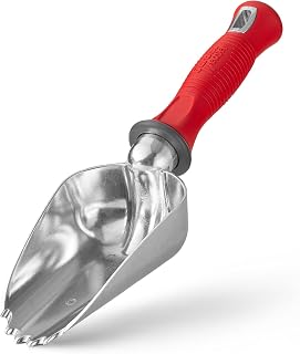 Garden Weasel Oversized Potting Scoop 91362 - Serrated Heavy Duty Soil Scoop for Digging, Cutting Roots & Transplanting
