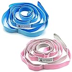 Stretching Strap Yoga Strap with Loops, Stretch Straps for Physical Therapy, Non-Elastic Exercise Strap for Pilates, Dance and Gymnastics with Workout Guide (Blue/Light Blue+Pink/Light Gray)