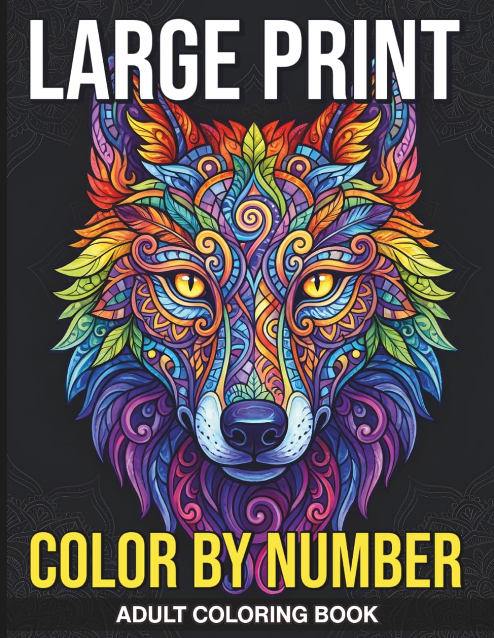 Large Print Color By Number Adult Coloring Book: Relaxing Large Print Mosaic Art Featuring Bold Lines and Clear Numbers for Seniors Seeking Stress Relief Through Beautiful Stained Glass Designs