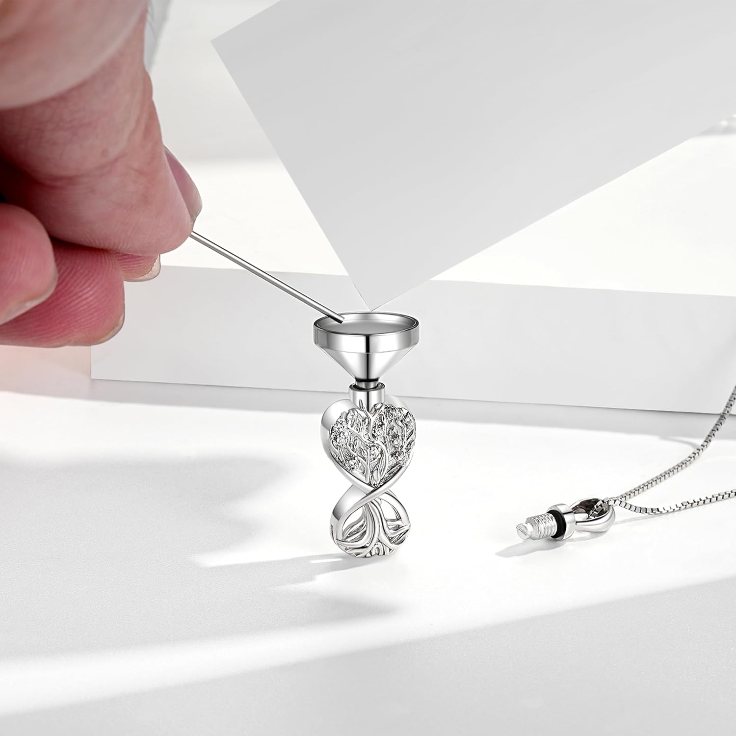 925 Sterling Silver Cremation Jewelry Urn Necklace- Teardrop/Heart/Tree of Life/Infinity/Bar Pendant Necklaces for Ashes for Women Memorial Keepsake Jewelry Gifts