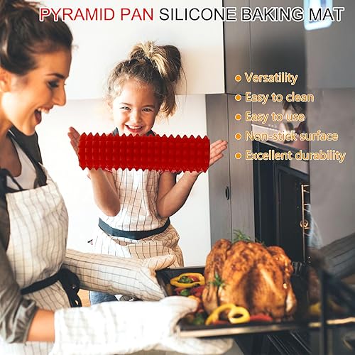 Miniatura 2 de Alfombrilla de silicona para hornear hojas piramidales de 16 x 11 pulgadas paquete de 2 unidades color rojo la mejor alfombrilla de cocción