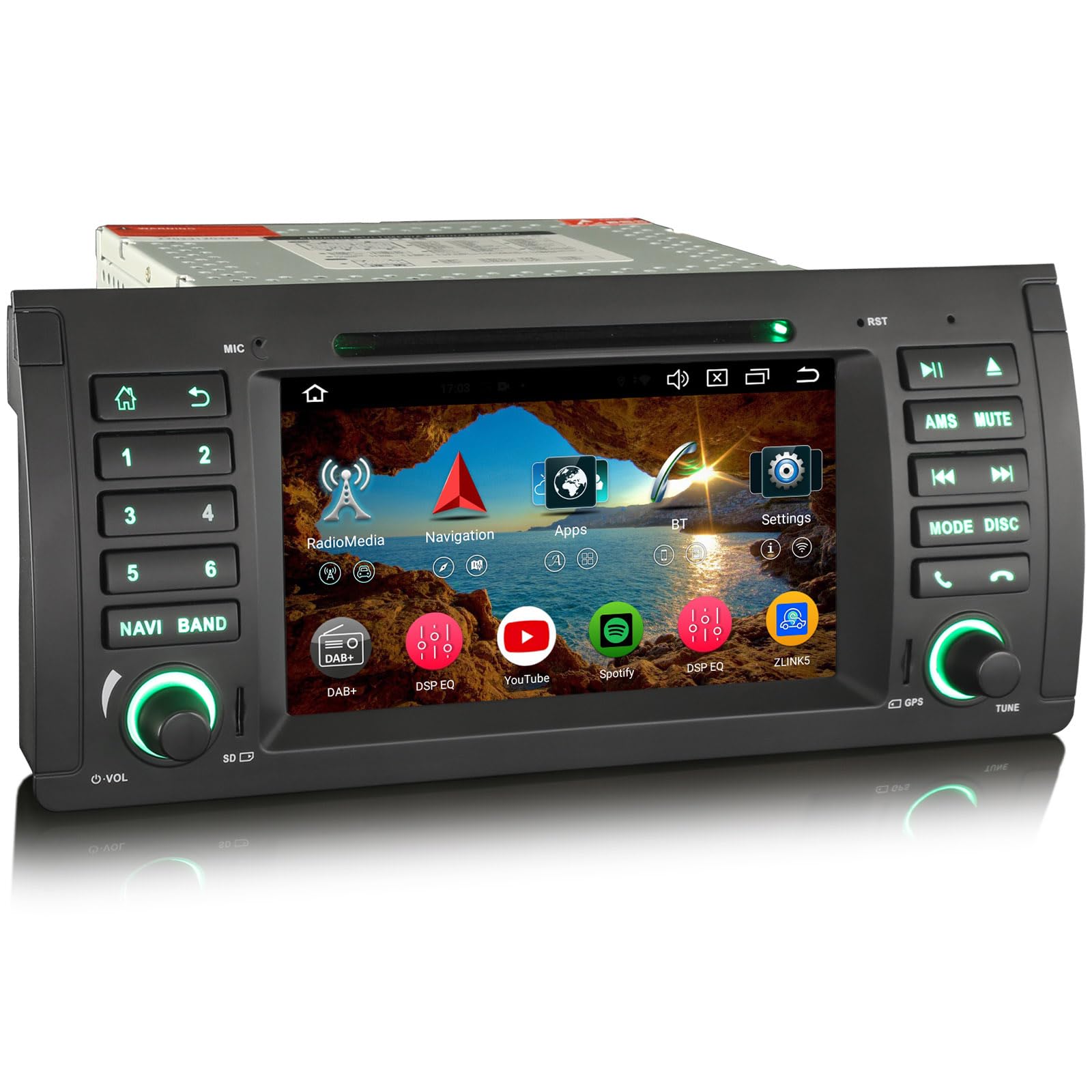 7" 8-Core Android 16 Autoradio GPS Navigatore Auto per BMW Serie 5 X5 E53 | 4GB+64GB Supporto Senza fili Carplay Android Auto GPS CD DVD DSP WiFi SWC RDS Canbus Radio Bluetooth
