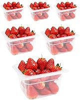 Vista 1 de Paquete de 6 bandejas de plástico para alimentos con tapas, tamaño 1/6 recipientes comerciales de almacenamiento de alimentos para fiestas