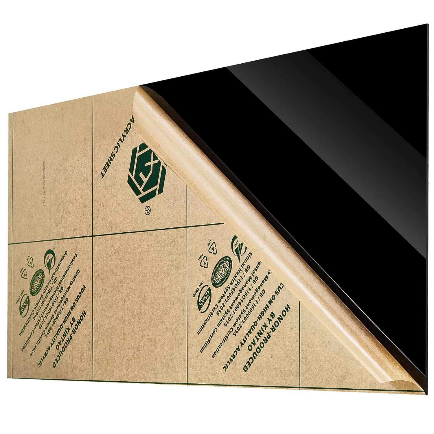 Juexica Black Acrylic Sheet Panel 1/8'' Thick Cast Sheet Plastic Glass Board with Protective Paper for Craft Signs DIY Display Projects Holder Shelf (1 Pcs,24'' x 36'')