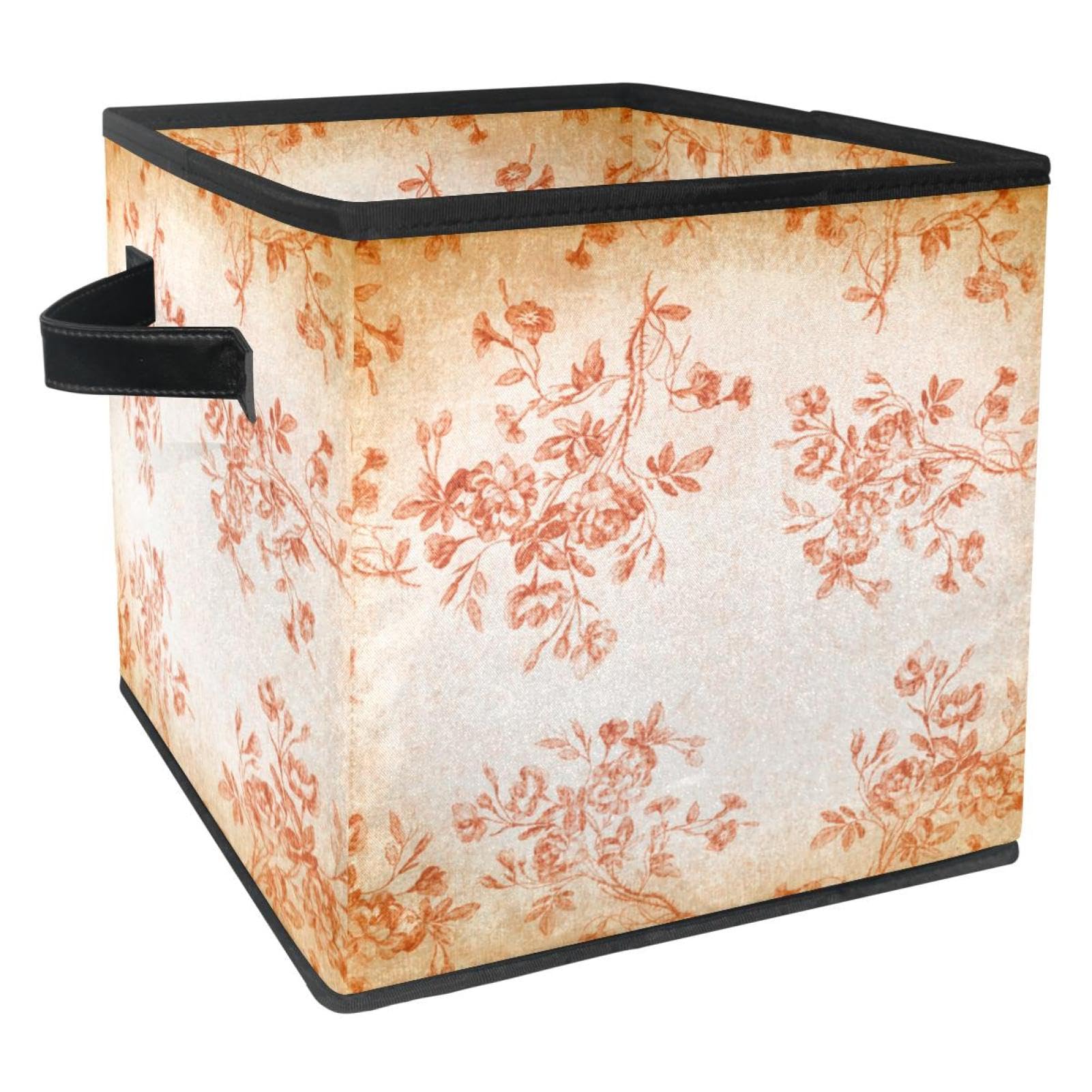 Boîte de rangement avec poignées au motif vigne de fleurs vintage