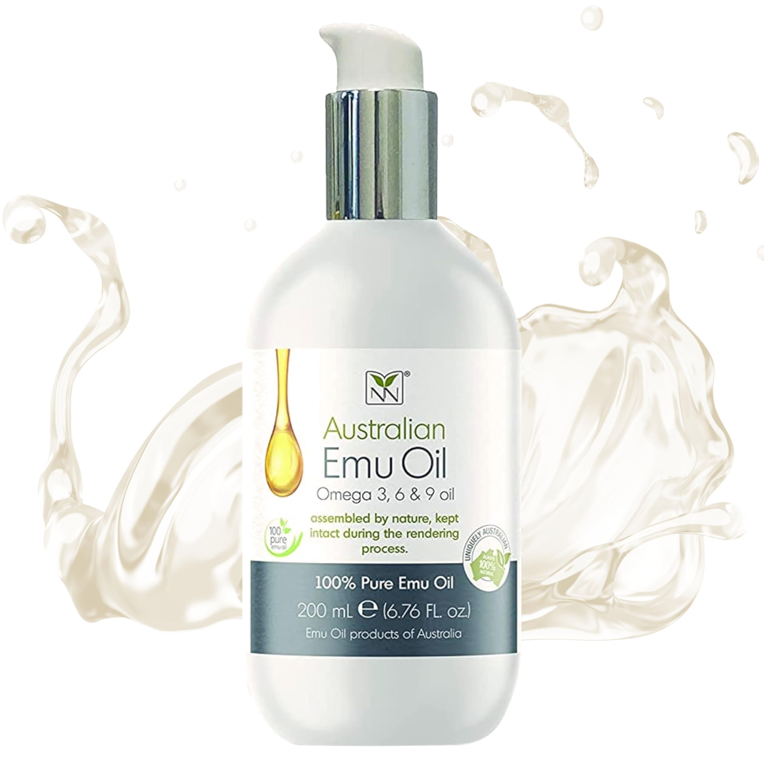 Y Not Natural Emu Öl Ohne Duft, 1er Pack (1 x 200 ml) | Reines australisches Emuöl, reich an Omega 3, 6, 7 und 9, feuchtigkeitsspendend für trockene Haut, Gesicht und Körper, vegan
