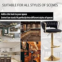 Vista 7 de Gold Velvet Bar Stools Set of 4, Counter Height Barstools with Low Back, Swivel Bar Stool for Kitchen Island, Pub (Black)