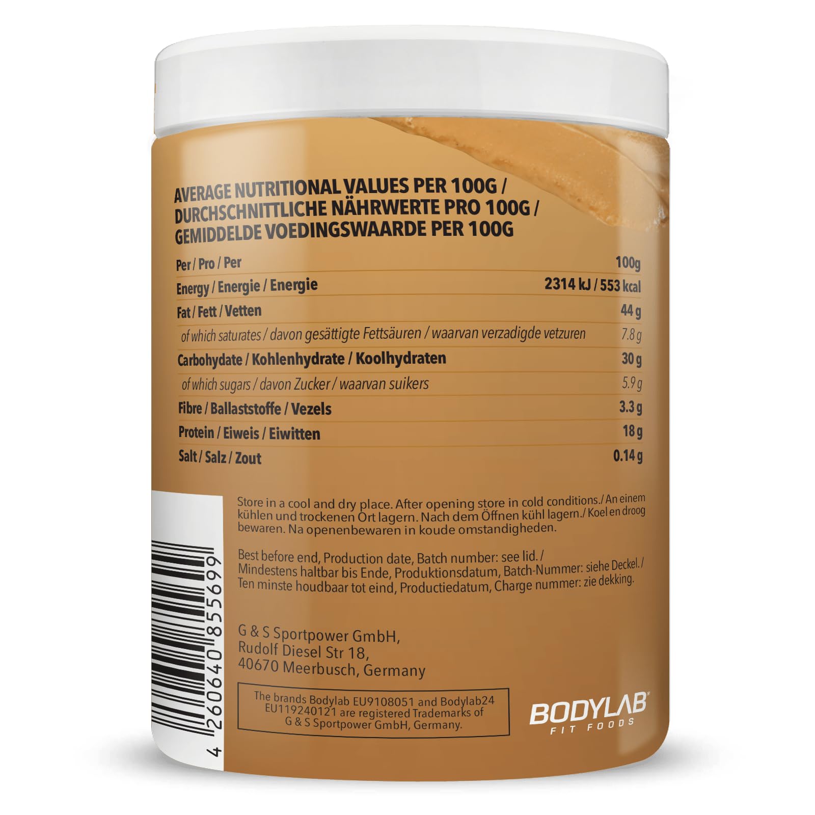 Bodylab24 100% Cashew Butter 1000g, Cashewbutter ohne Zusatzstoffe, aus gerösteten Cashewkernen, 100% vegan