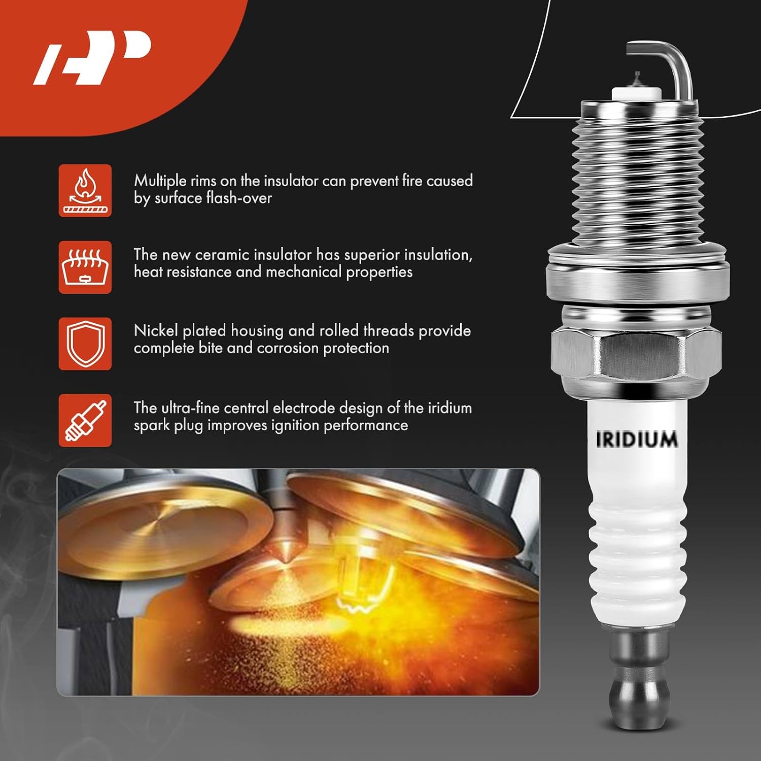 A-Premium 1x Ignition Coil Pack and 4x Iridium Spark Plugs Compatible with Kia Rio 2001 2002 2003 2004 2005, 1.5L 1.6L