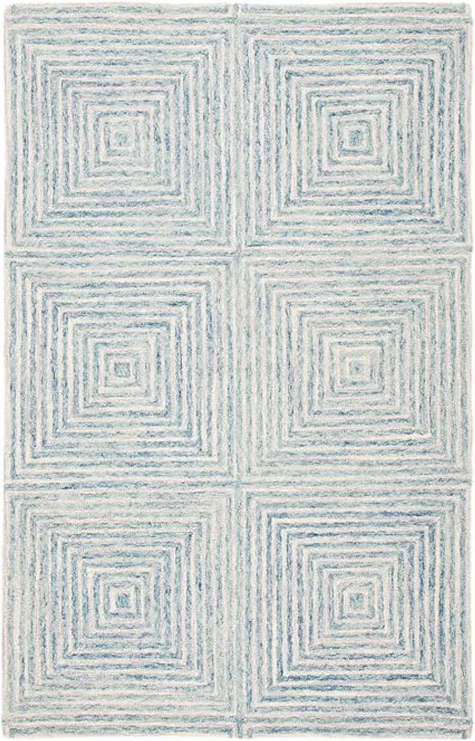 Hand Made Tufted Area Rug Natural Wool Carpet with Cotton Backing Home Decor Carpet for Your Room Weight-(48 Pound) Size-(240X330Cm) 8X11 Feet Color Light Blue,White