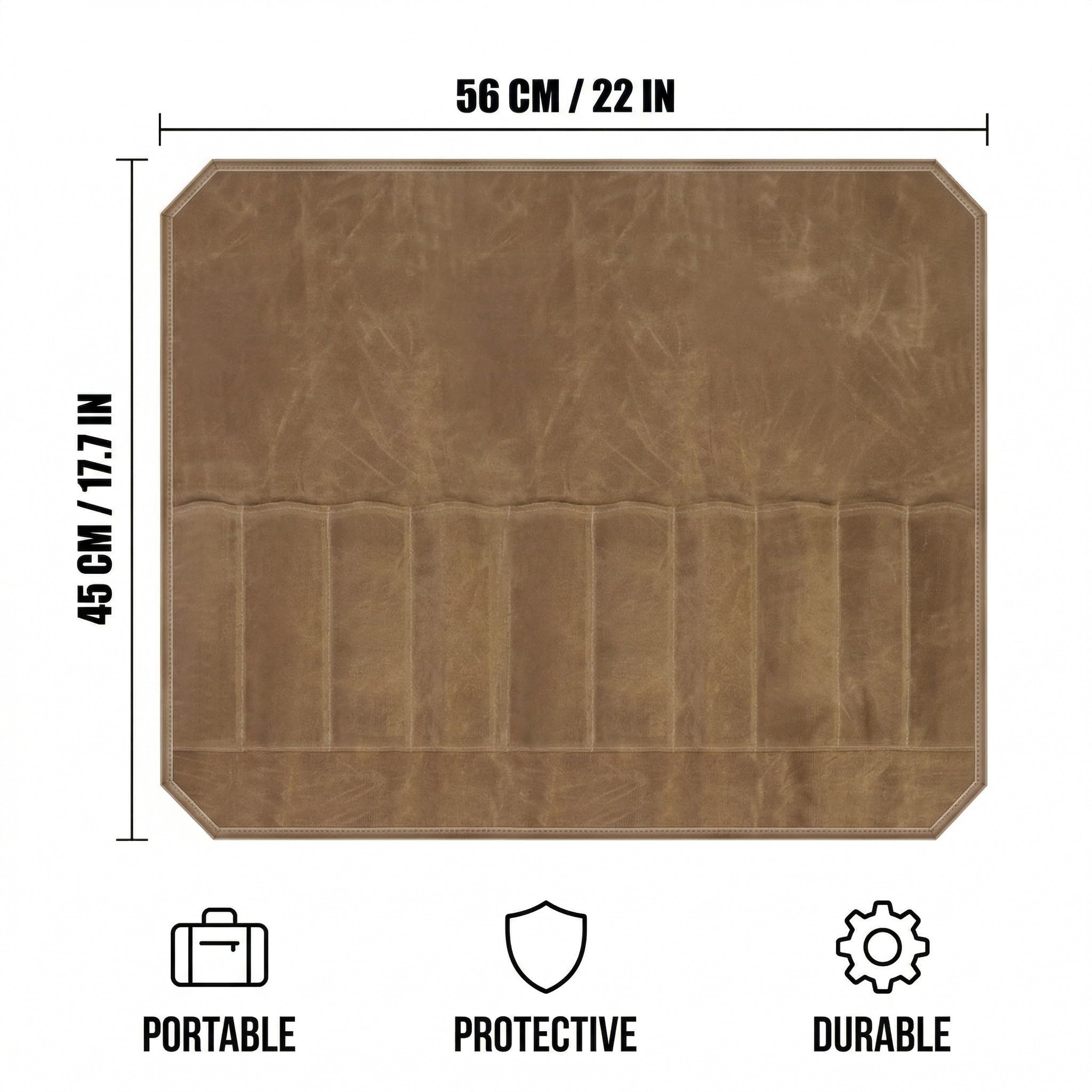 HAGNA 1 Pezzi Borsa Porta Coltelli Da Chef, Borsa Coltelli Con 7 Fessure, Custodia Per Attrezzi, Borsa Di Utensili Di Cucina, In Tela Cerata, Impermeabile, Cachi, 56 * 45Cm