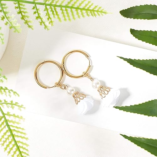 Miniatura 6 de UNICRAFTALE 16 aretes de aro de pulido de acero inoxidable de 0.984 in, 2 colores, aretes de aro Huggie Loop Componentes para bricolaje para mujer,