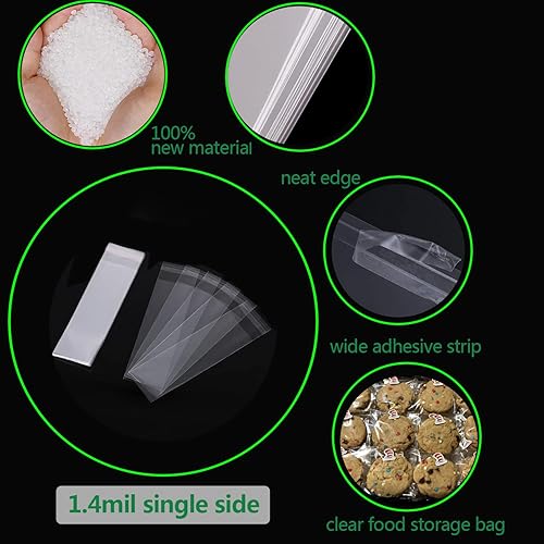 Miniatura 2 de 200 bolsas de violonchelo transparentes resellables de 3 x 9 pulgadas para galletas de panadería, dulces, joyas, manualidades, velas, regalo de