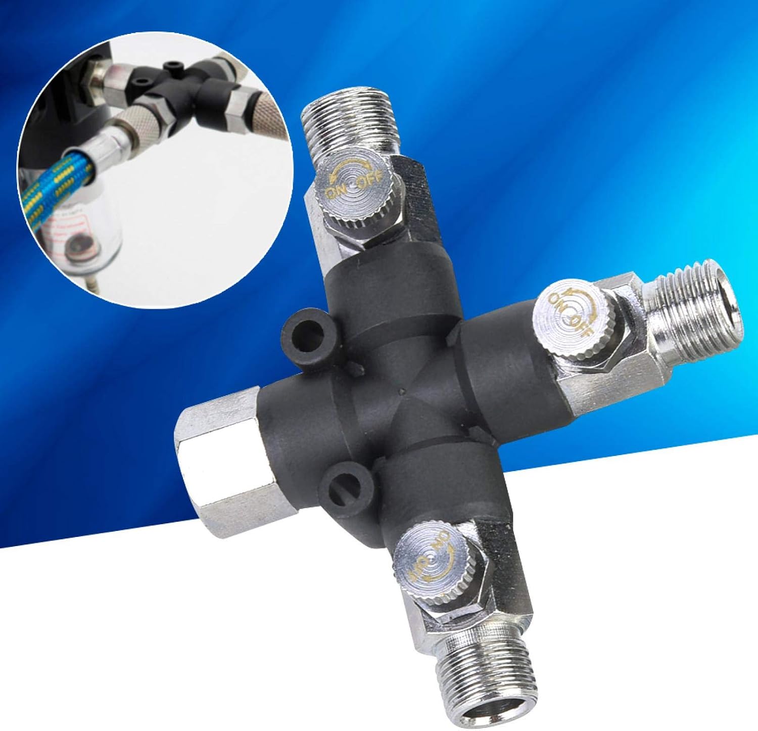 Airbrush Air Splitter, Airbrush Fitting, 1/8 Airbrush Fitting Air Hose Splitter Network Card for Power Tools