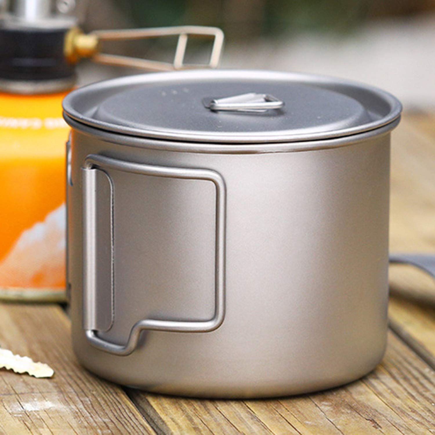 BERTY·PUYI Titan-Becher, 550 Ml Ultraleichter Tragbarer Topf Titan-Wasserbecher-Becher Für Outdoor-Camping, Wandern, Rucksack, Kaffeebecher Mit Klappgriff