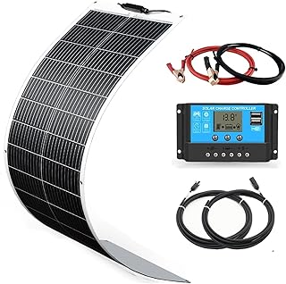 Solarpanel-Kit Flexibel 100W 12V Monokristallines Solarmodul+20A 12V/24V Solarladeregler+Solarkabel, Solaranlage Komplettset 12v für Wohnwagen, Wohnmobil, Boot Camper Autodach Balkon