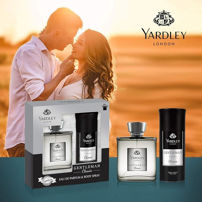 Yardley Gentleman Classic Perfumed Gift Set - Eau De Parfum 100ml + Body Spray 150ml | Modern Masculine Fragrance | Citrus, Black Pepper & Spicy Notes | For Men
