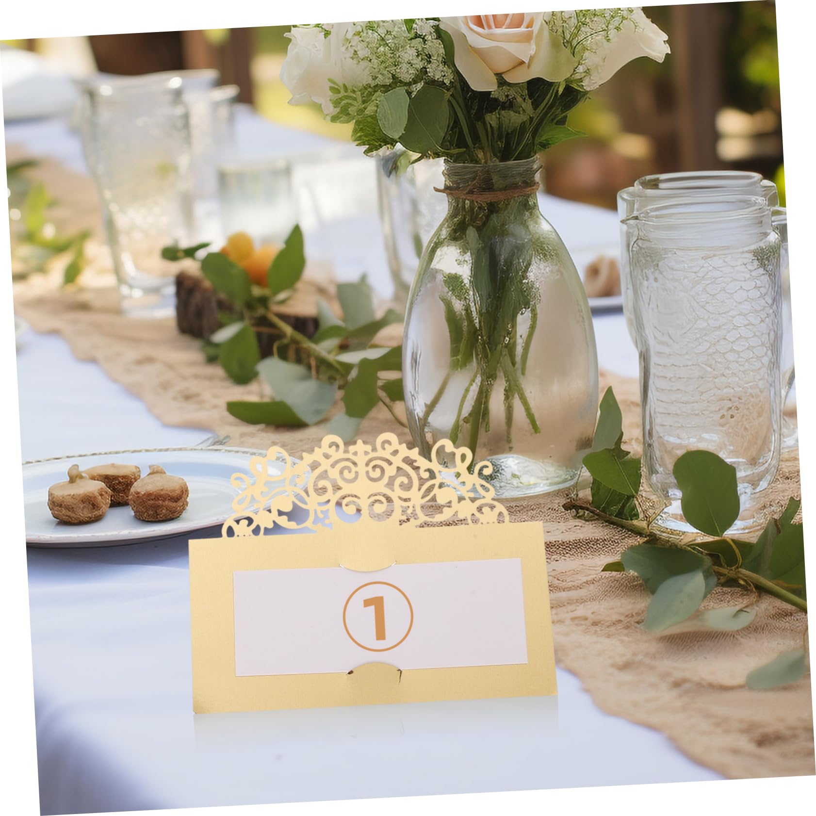 Happyyami 100stücke Elegante Blanko Tischkarten Für Hochzeiten Und Feiern Goldene -cut Platzkarten Zur Tischdekoration Und Namensbeschriftung Für Romantische Anlässe
