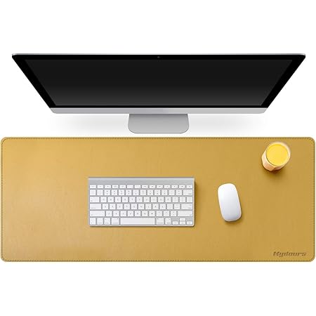 Amazon Co Jp デスクマット Mydours 大型 950 X 400mm Puレザー 大きいマウスパッドオフィス パソコンデスクマット 多機能 防水性 耐油性 携帯便利 イエロー パソコン 周辺機器