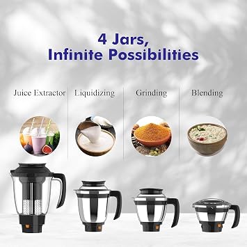 Butterfly Matchless Mixer Grinder 4J, 110 V, Grey, 550 Watts