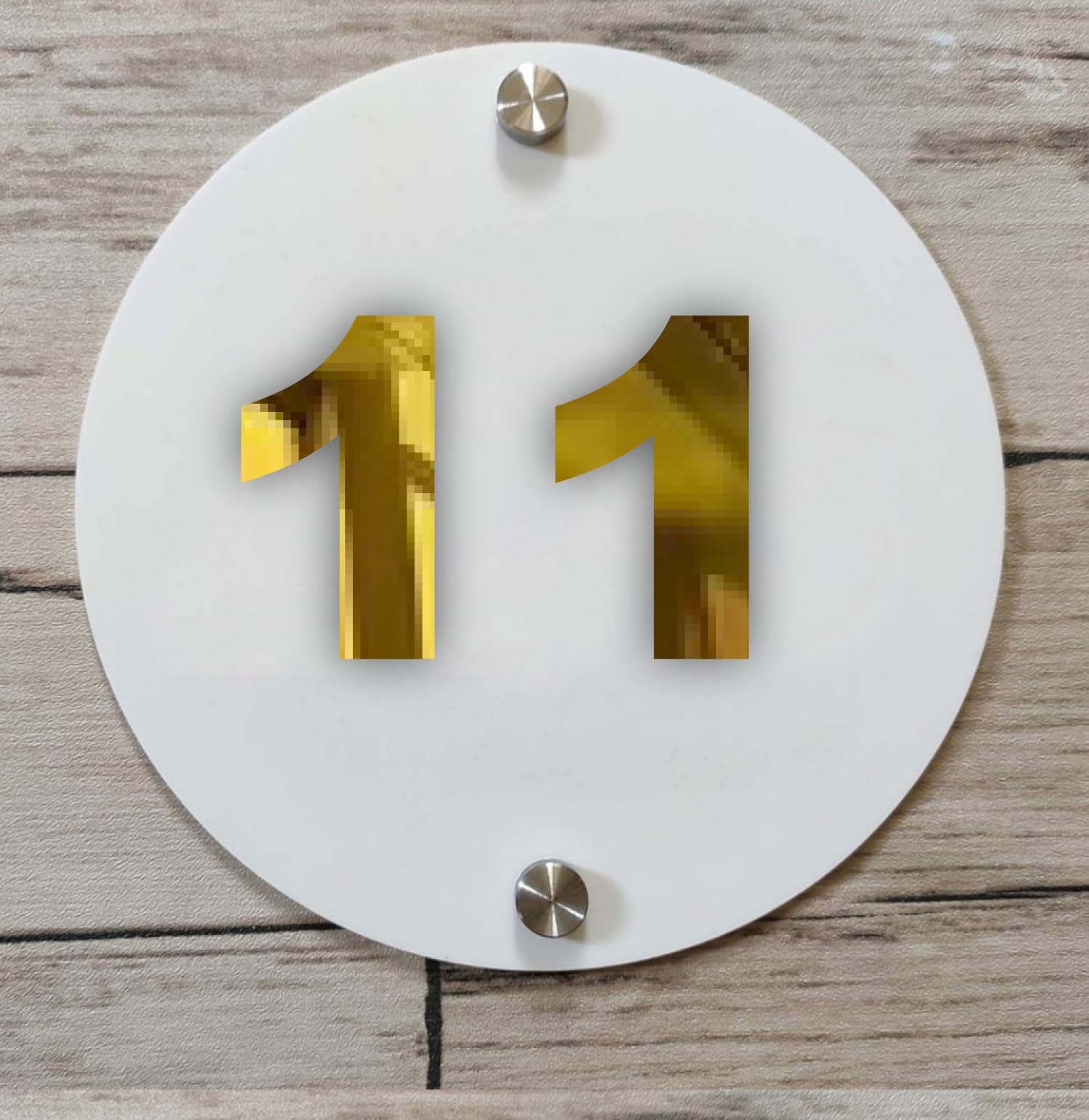 Room Number Plate No 11 | Mirror Gold with White Acrylic Number Plate with Double Side Tape On Backside-image-31