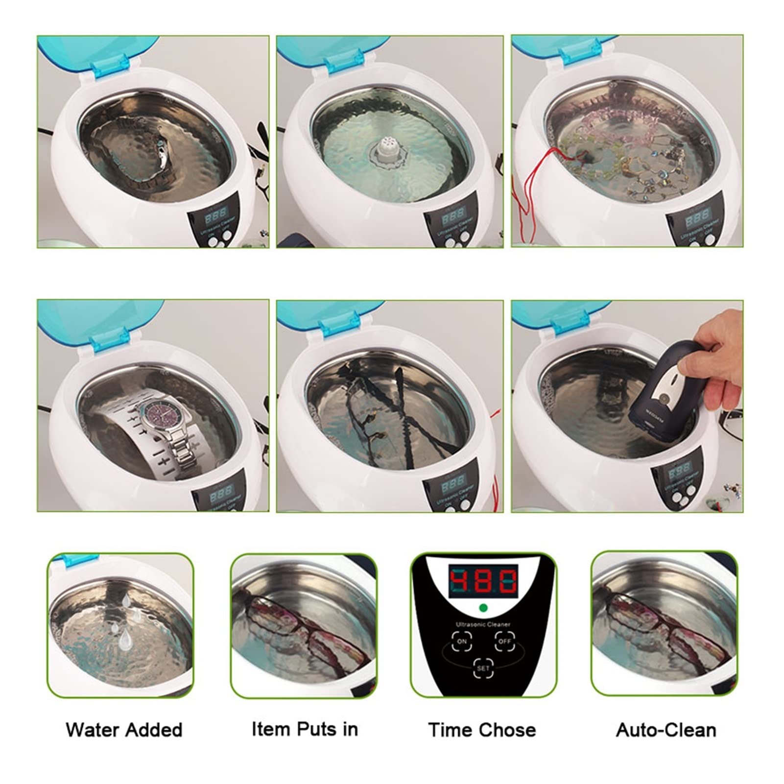 Dispositivo per la Pulizia ad ultrasuoni 75 0 ml CHILTRI Completa di CHIUCHI PROFFIESIONE Completo CASA 5 Timer OGCHI Orologi Denture Chiave DAZIONE PULIZIONE PROFAZIONE