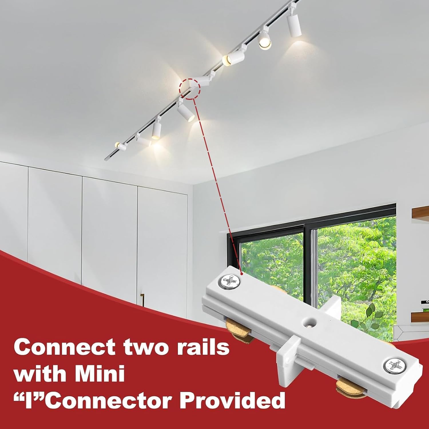 52.5FT H Track Lighting Rails White, H Type Track Lighting Rails Kit with Floating Canopy Connector, End Caps, Live End Feed, L Connectors, Compatible with 3-Wire Single Circuit H Style System