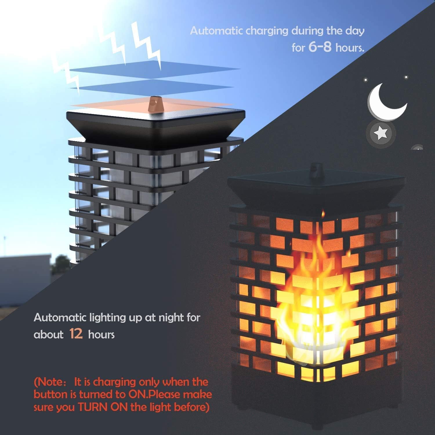 Solar Lanterns Lights Flickering Flame Waterproof Outdoor Hanging Lanterns Solar Decorative, LED Night Lights for Garden Porch Patio Table Balcony Yard Pathway, 1 Pack