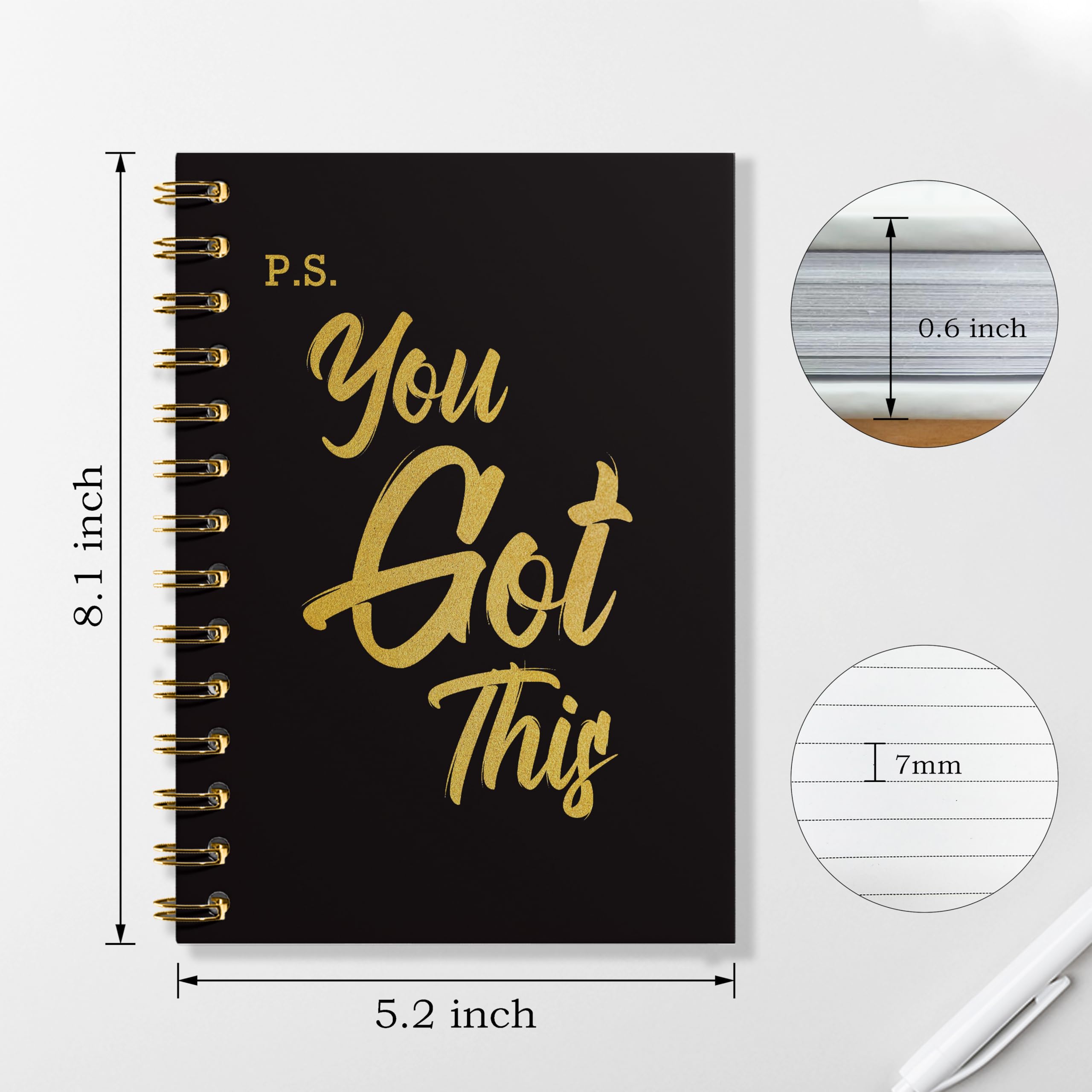 WFSM You Got This Spiral Notebook Inspirujące zeszyty dla kobiet mężczyzn pamiętnik motywacyjny czarny twarda okładka notatniki spiralne notatniki 5,5 x 8,3 (złoty)