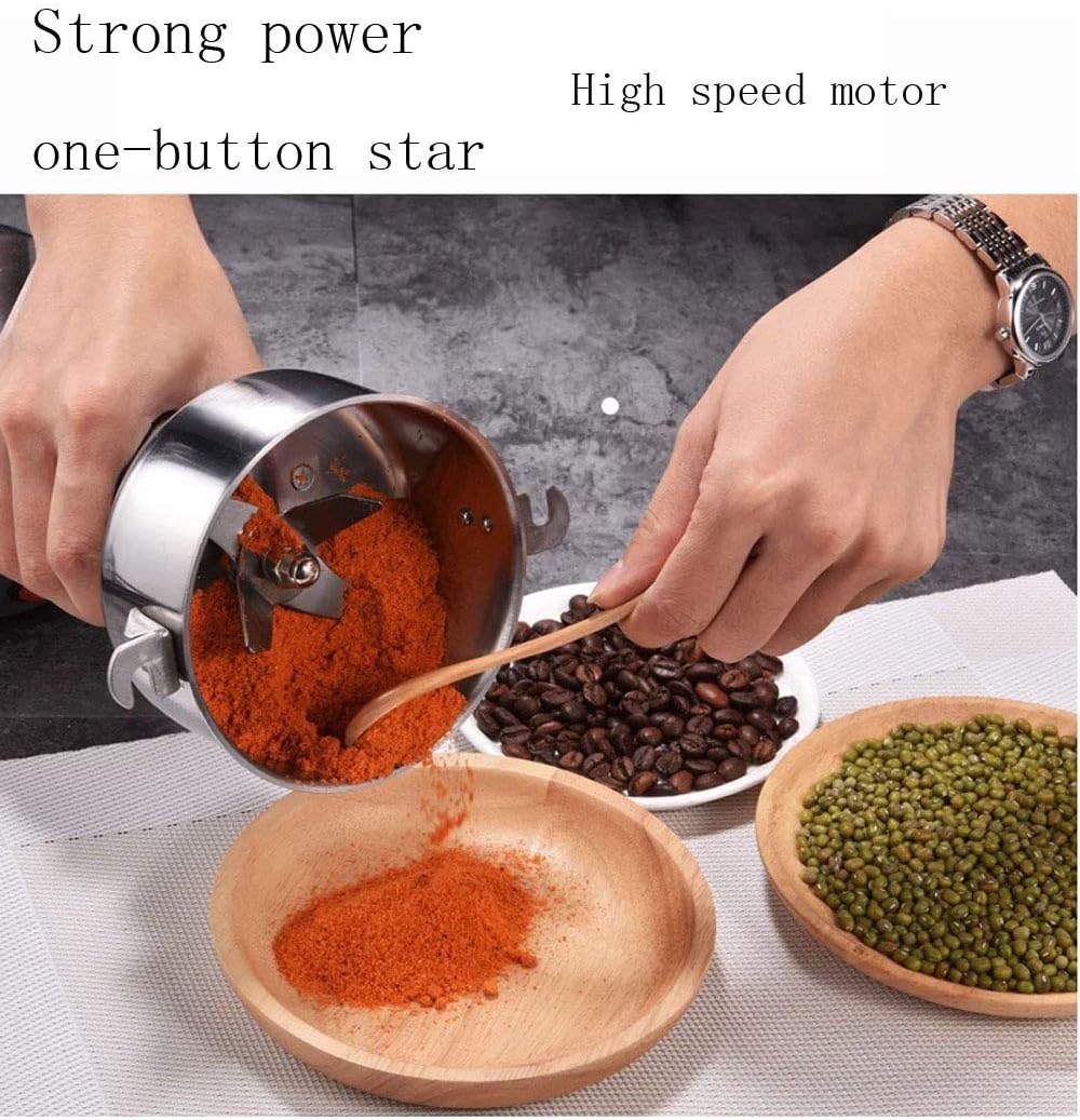 100G Electric Grain Grinder Mill Stainless Steel Grain Mill 30 Sec Fast Pulverizer Grinder for Various Muesli Grains Soybean Spices Herbs