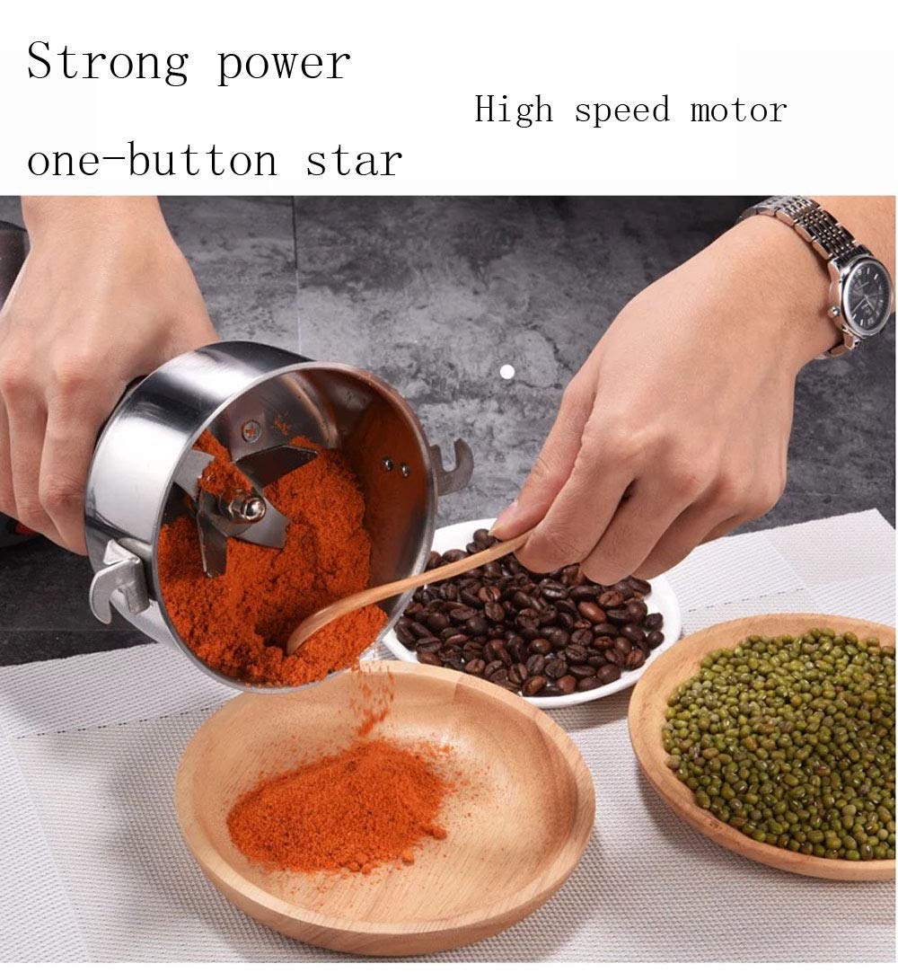 Macinacaffè Elettrico per Cereali, spezie, Erbe, caffè, Macchina per la Famiglia, in Acciaio Inox, 150 g