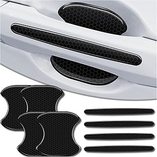 4Pcs Reflective Car Door Handle Bowl Sticker, Car Door Handle Protective Sticker Anti-Scratch (Black, 8Pcs)