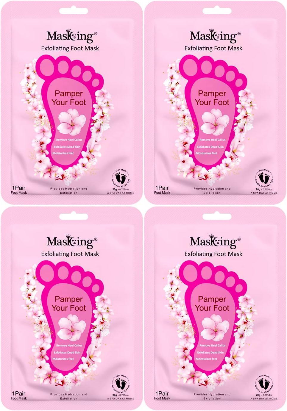 Masking foot Hydrating, Deep Moisturizing and Exfoliating Foot Mask for Smooth and Silky Foot (Pack 4) 20g
