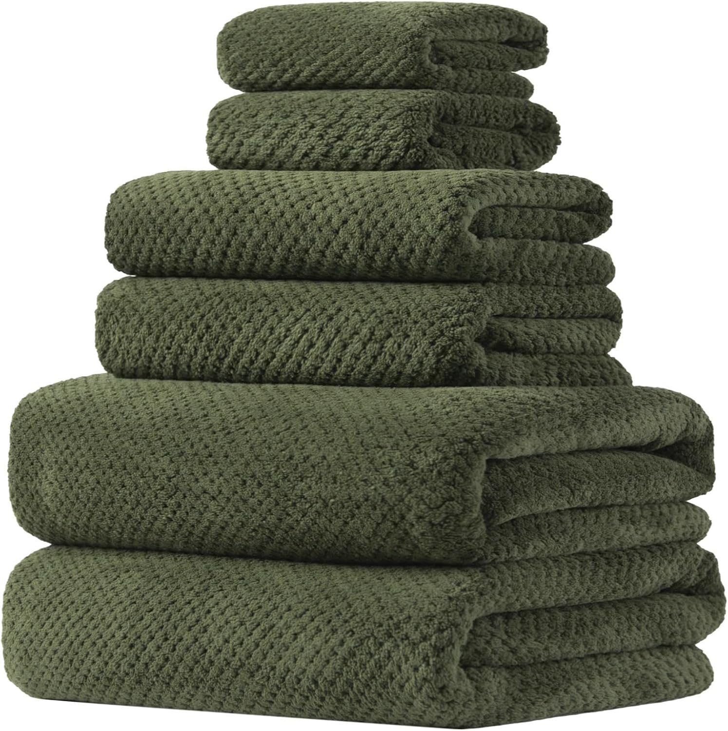 Extra Large Bath Towels Set for Bathroom 30x60 Inches Super Soft Light Weight Quick Dry Microfiber Shower Towels (Green, 6 Piece)
