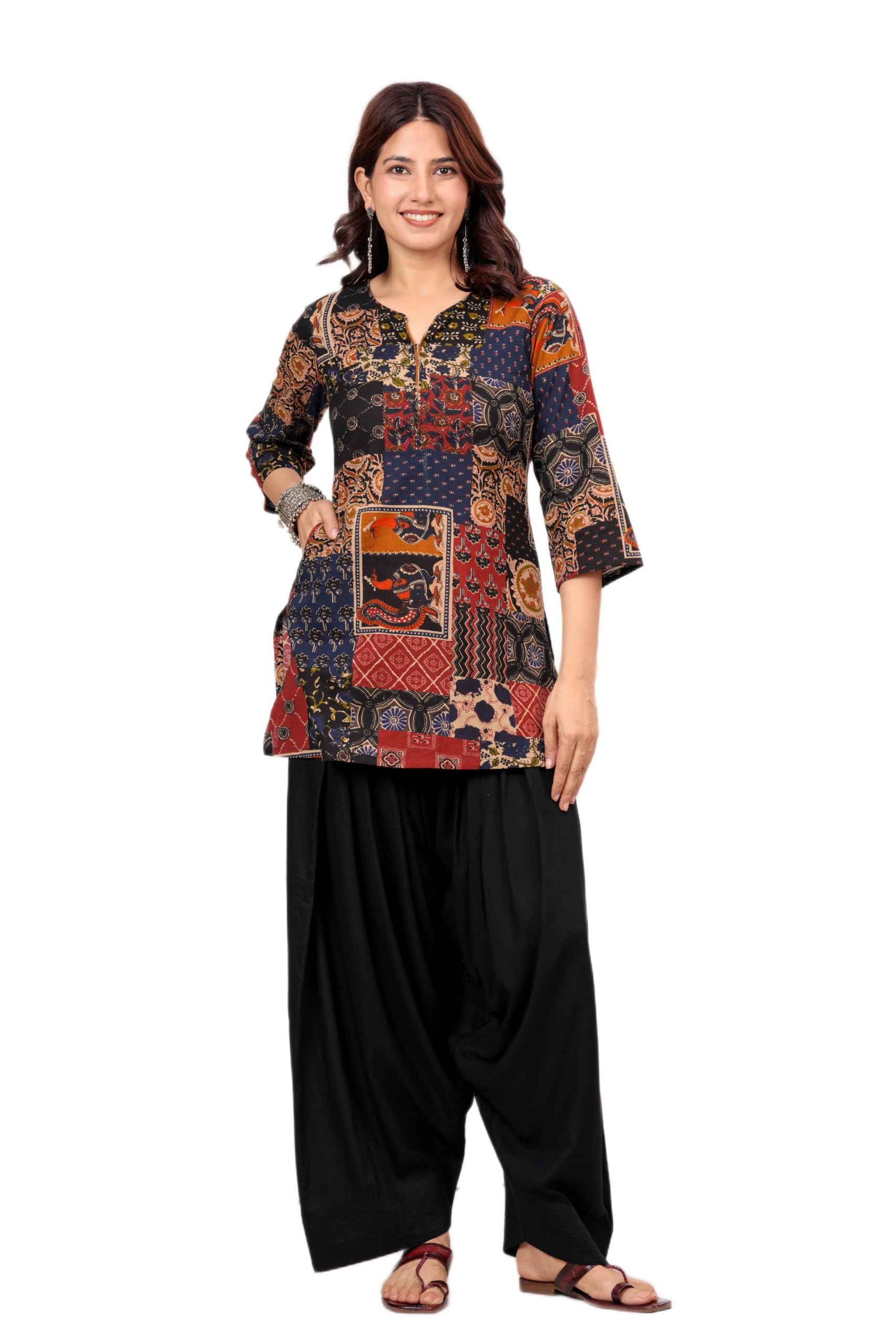 Women's Cotton Printed Straight Comfort fit Kurti with Farshi Salwar Perfect for Everyday | Ladies Ethnic Tunic Set-picture-37